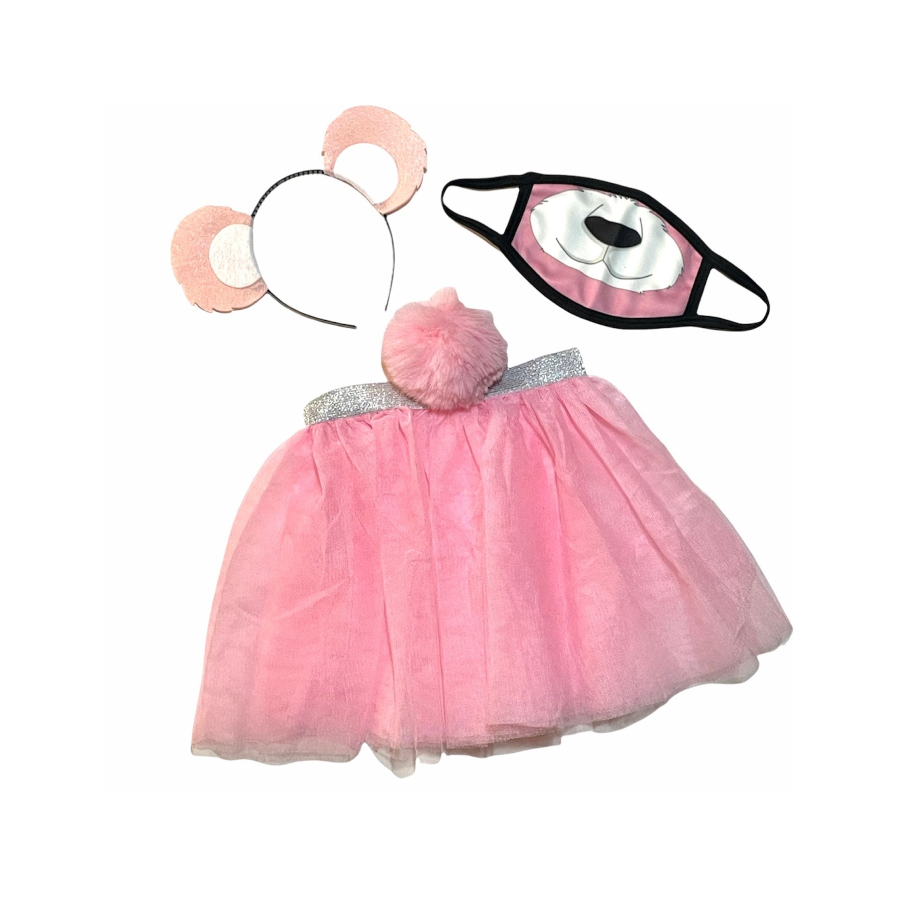 Hellrosa Stirnband Tutu Tail Facemask Bär Ohren Geburtstagsparty Favorien Damen Mädchen Kostüm Pflege Bunt Baby Babys Kind Erwachsene von PartyEars