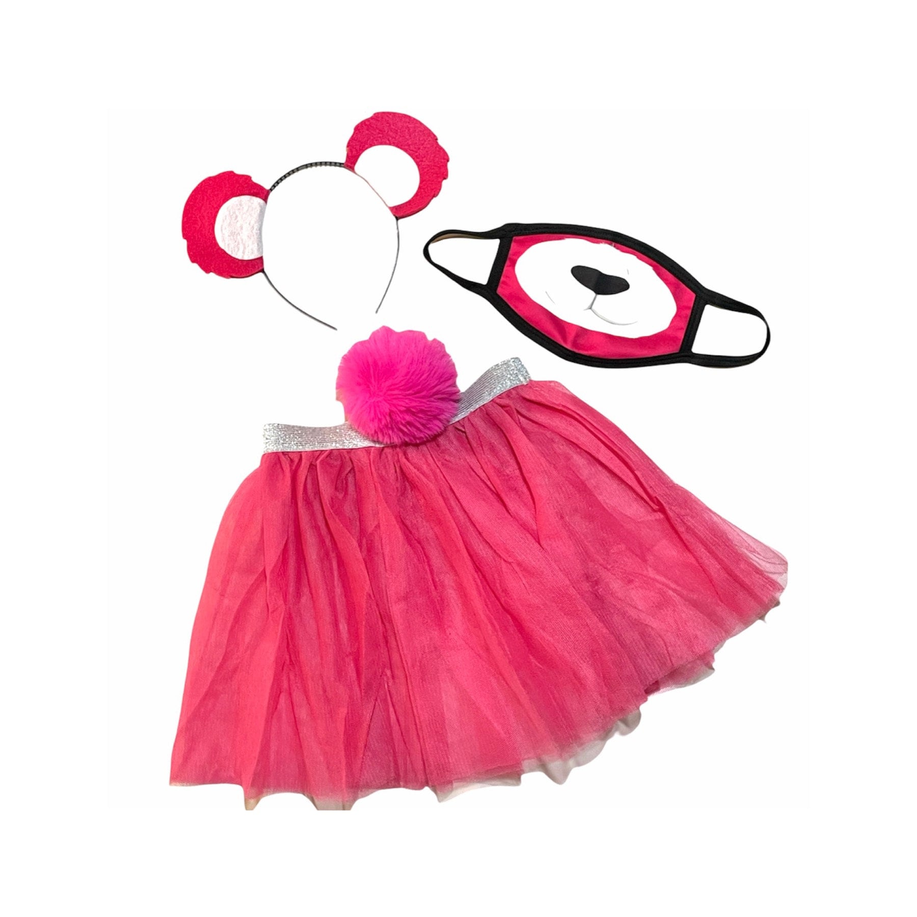 Hot Pink Stirnband Tutu Tail Gesichtsmaske Bär Ohren Geburtstag Gastgeschenke Damen Womans Mädchen Kostüm Pflege Bunt Baby Babys Kind Erwachsene von PartyEars