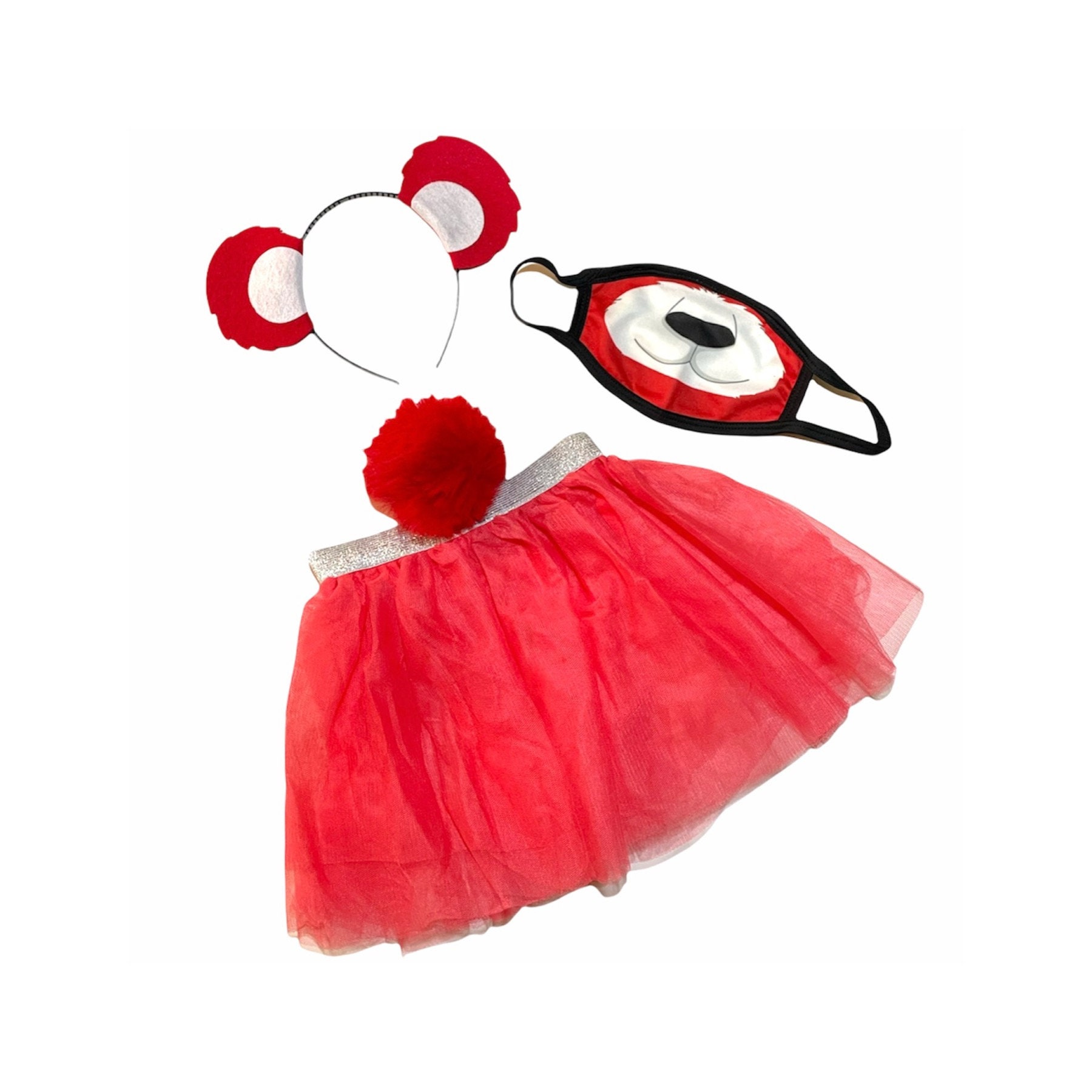 Rotes Stirnband Tutu Tail Facemask Bär Ohren Geburtstag Party Favors Damen Frauen Mädchen Kostüm Pflege Bunt Baby Babys Kind Erwachsene von PartyEars