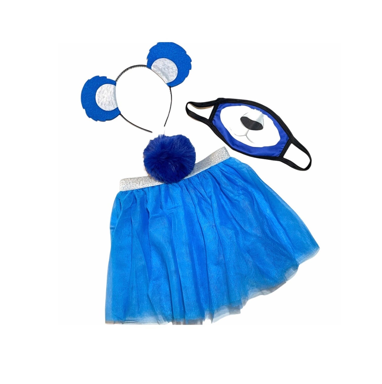 Royal Blau Stirnband Tutu Tail Gesichtsmaske Bär Ohren Geburtstagsparty Gefälligkeiten Damen Frau Mädchen Kostüm Pflege Baby Babys Kind Erwachsene von PartyEars