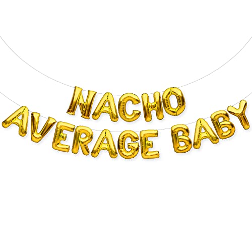 PartyForever NACHO Average Baby Ballon Gold 40,6 cm Buchstaben Babyparty Dekoration von PartyForever