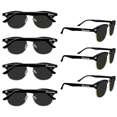 PartyGifts&beyond Sonnenbrille für Junggesellenabschied, 7 Stück, Trauzeugen, Geschenke, Sonnenbrille, Bräutigam und Trauzeugen, Geschenk (Metall) von PartyGifts&beyond