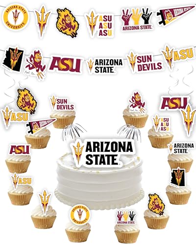 Arizona State Party Supplies (42 Stück) Arizona State University Graduation, Tailgating und Geburtstagsfeier Dekorationen mit Banner und Cake Toppers Dekorationen (Arizona State Sun Devils) von PartyKandy