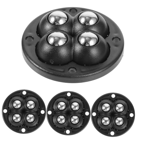 4 Stück Kugelrolle Rad Korb Wagen System Bausatz storage boxes aufbwahrungs-box aubewahrungsbox boxsport stauboxen klebrige Laufrollen Räder für Mülltonnen Kleberäder Abs Black PartyKindom von PartyKindom