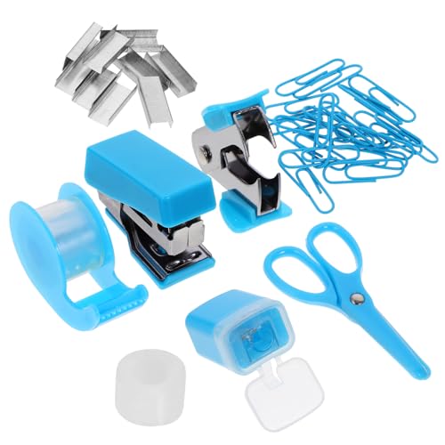 PartyKindom 1 Satz Kleines Büroschreibtischset (8-teiliges Set) süßes stationäres Veranstalter Clips Monitor Platz LED Rasierset schreibtische süßes Briefpapier Schreibwaren Metall Blue von PartyKindom