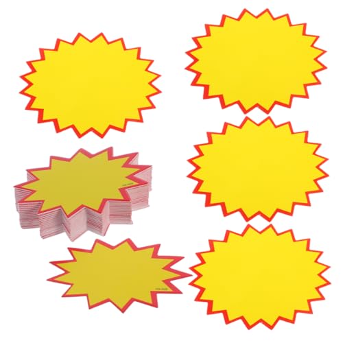 PartyKindom 1 Satz Tag Löschen Verkaufspreisschild Leere Fluoreszierende Schilder Werbeschilder Flohmarktpreisaufkleber Fluoreszierende Preisschilder Flohmarkt-aufkleber Papier Yellow 300st von PartyKindom