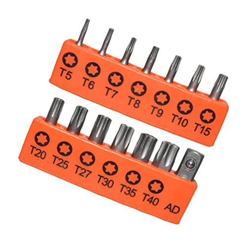 PartyKindom 1 Satz Torx-bit-satz Elektrowerkzeuge Aus Chrom Glocke Einstellbar Bit-adapter Elektrisches Sicherheitswerkzeug Sternschraubendreher Trennen Schlüssel S2 Legierter Stahl Orange von PartyKindom