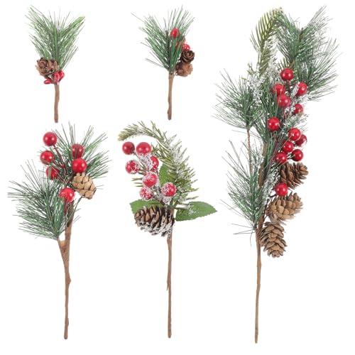 PartyKindom 1 Satz weihnachtsdeko winterdeko weihnachts mitbringsel weichnachts gefälschte Kiefer Weihnachtsglocken links blumengirlande Faux-Kiefer-Picks gefälschte Beere Weich-PVC von PartyKindom