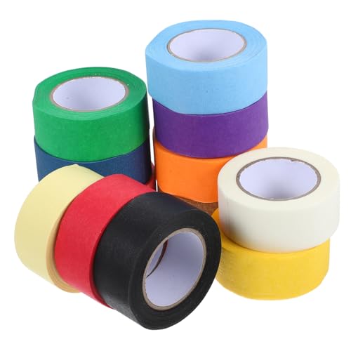 PartyKindom 12 Rollen Buntes Malerband Washi-tape Basteln Farbige Bänder Masse Dekorative Klebebänder Scrapbook-dekor Washi Tape Zum Aufzeichnen Dekorative Bänder Für Sammelalben Papier von PartyKindom