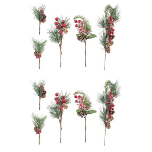 PartyKindom 2 Sätze gefälschte Kiefer Tannenzapfen Weihnachtsschmuck Kiefernstämme weihnachtsdeko winterdeko weihnachtsbaum künstlich links Faux-Kiefer-Picks DIY Beerenschmuck Weich-PVC von PartyKindom