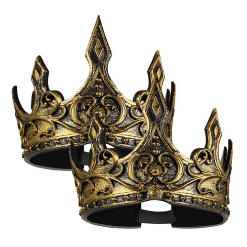 PartyKindom 2pcs King's Crown Tiara Mittelalterliche Krone Für Männer Cosplay -requisiten Mittelalterliche Tiara Krone Krone Kostüm-requisite Königskrone Für Männer Kronmänner Golden Schäumen von PartyKindom