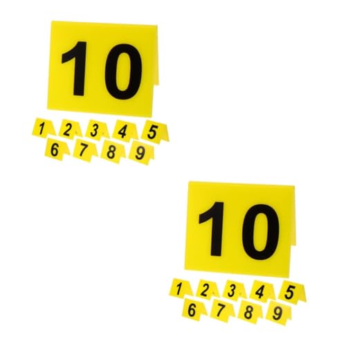 PartyKindom 2sets Nummernschild Acrylschild Hochzeitsdeko Nummerschild Geburstagsdeko Tischnummer Zeltkarten Spielnummer-marker Glasmarkierungen Für Fenster Redigierender Marker Yellow 10pcs*2 von PartyKindom