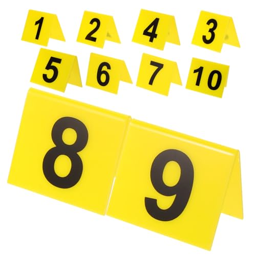 PartyKindom 2sets Nummernschild Weiße Tischkartenhalter Beweisnummernmarkierungen Zehn Zahlen Acrylschild Hochzeitsdeko Wiederverwendbarer Nummernmarker Kompaktes Tischschild Yellow 10pcs*2 von PartyKindom