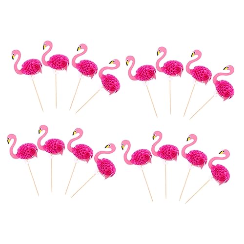 PartyKindom 30 Stück Flamingo-Kuchen-Einsatz hawaii party dekoration hawaii geburtstagsdeko Kuchendekorationen Flamingo-Party Festkuchen Tortenverzierung zum Geburtstag Kuchen Picks Holz Rosy von PartyKindom