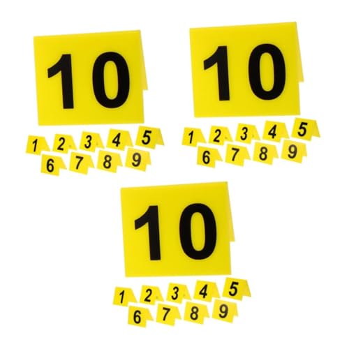 PartyKindom 3sets Nummernschild Acrylschild Hochzeitsdeko Veranstaltungsschilder Wiederverwendbarer Beweismarker Nummeriert Spiele Tischnummern Für Restaurant Spielnummer-marker Yellow 10pcs*3 von PartyKindom