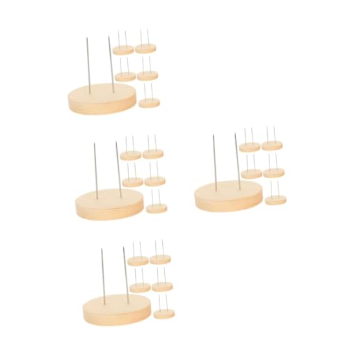 PartyKindom 4 Sätze Holzsockel Holzspielzeug Bastelmaterial Bastelideen Holzständer Modellpuppen Mit Ständer Zubehör Für Den Puppenladen Puppenhalter Nadelbasis Hölzern Beige 6 Stück * 4 von PartyKindom