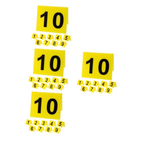 PartyKindom 4sets Nummernschild Tischnummer Steht Spiel Tischnummern Für Den Außenbereich Zehn Acrylschild Hochzeitsdeko Lebensmittel Sichere Marker Nummern Für Restauranttische Yellow 10pcs*4 von PartyKindom