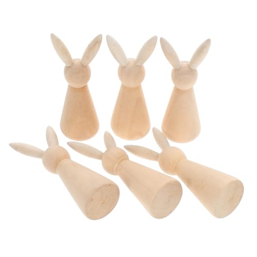 PartyKindom 6 Stücke Ostern Bunny Unlackiert Bunny Peg Ostern DIY Hand Gemalt Bunny Ostern Desktop Dekoration Holz Beige von PartyKindom