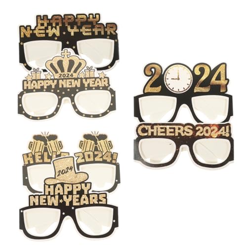 PartyKindom 6St Neujahrsbrille fckng New Year New Years Leichtgewichtige Partybrille ziernieten Party Sachen Brillengestelle Gläser 2024 Brille Party-Brillen-Dekore kreative Brillen Papier von PartyKindom