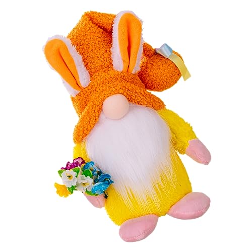 PartyKindom Rudolf mit Hasenohren Puppe Hasenspielzeug Figur Plüschtiere bucheregale Bunny Ears ostergeschenke Jakobsweg Frühlingszwerge Osterhasenzwerge Plüschstoffe Orange von PartyKindom