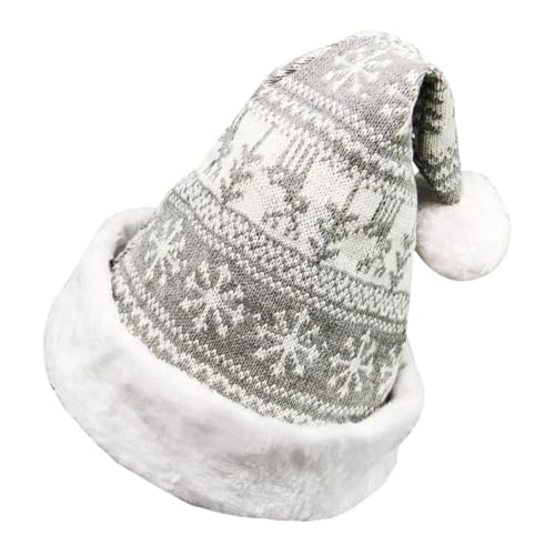 PartyKindom Weihnachten Weihnachtsstirnbänder -weihnachtsstrickmütze Weihnachtsbrille Weihnachtszauber Weihnachtskopfbedeckung Weihnachtsbedarf Kostümhut Garn Grey von PartyKindom