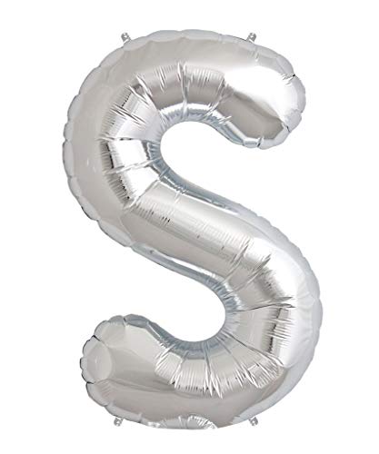 PartyMarty 389S-P Grabo Buchstabe S Ballon Superloon, Einzelpackung, Länge: 101,6 cm, Farbe: Silber, Einheitsgröße von Grabo