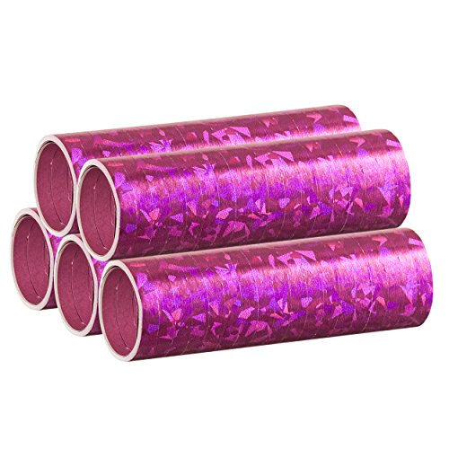 PartyMarty Pinke Metallic Luftschlangen im 5er Sparpack - 5 Rollen mit je 18 holografisch-glitzernden Luftschlangen - für Karneval, Fasching, Geburtstag, Silvester, Dekoration Rosa GmbH® EU Ware von PartyMarty