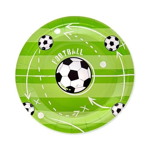 6 Teller * FUßBALL * aus Pappe für Kindergeburtstag und Mottoparty | 18cm Größe | Kinder Geburtstag Party Pappteller Partyteller Plates von PartyPal