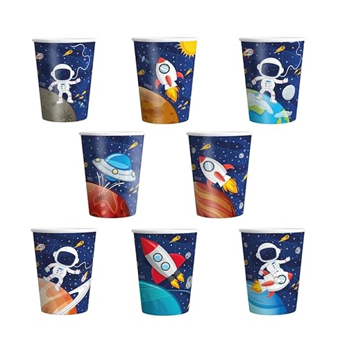 8 Pappbecher * KOSMOS * für Kindergeburtstag und Mottoparty | Inhalt 220ml | Cups Becher Party Kinder Party Astronaut Weltraum von PartyPal