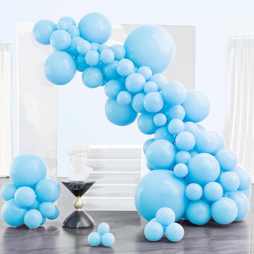 PartyWoo Luftballons Hellblau, 102 Stück Hellblaue Ballon Girlande Satz von Verschiedene Größen mit 18 Zoll 12 Zoll 10 Zoll 5 Zoll, Luftballon Girlande für Geburtstagsdeko, Hochzeitdeko, Blau-Y4 von PartyWoo