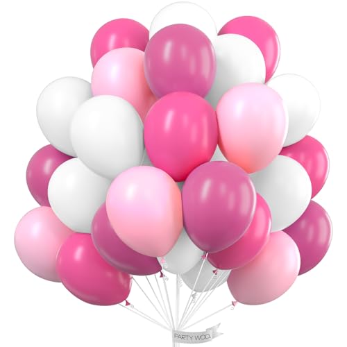 PartyWoo Rosa Luftballon,100 Stück 12 Zoll Luftballons Rosa, Luftballons Pastell Rosa, Luftballons Dunkelrosa, Magenta Luftballons und Luftballons Weiß, Luftballons Rosa Weiß für Partydeko Rosa von PartyWoo