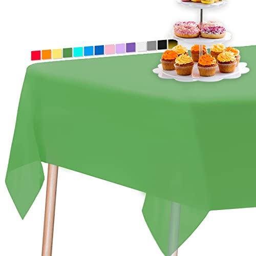 PartyWoo Tischdecke Grün, 137 x 274 cm/ 54x108 Zoll Rechteckige Party Tischdecke, Rechteckige Tischtuch Abwaschbar, Table Cloth, Tischtuch, wasserdichte Tischtuch, Tischdeko Weihnachten (1 STÜCK) von PartyWoo