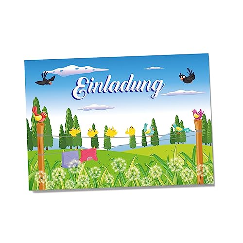 Partycards Einladungskarten Kindergeburtstag Mädchen und Junge, 12 Stück, Postkartenformat A6, Kinder Einladungskarten Geburtstag, Einladungskarten Kindergeburtstag Junge von Partycards