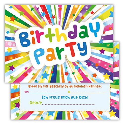 Partycards Einladungskarten Kindergeburtstag Mädchen und Junge, 12 Stück, Postkartenformat A6, Kinder Einladungskarten Geburtstag, Einladungskarten Kindergeburtstag Junge von Partycards