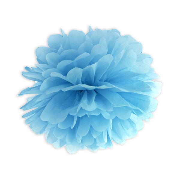 Hellblauer Pompon Pompom aus Seidenpapier, 1 Stück, Ø 35cm von Partydeco PL