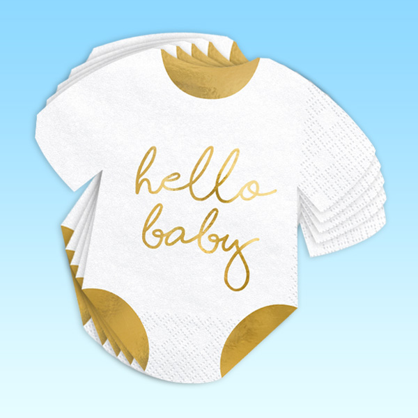 Servietten Hello Baby, im Strampler-Design, 20 Stück von Partydeco PL