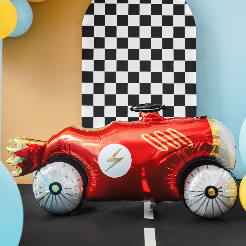 3D-Folienballon Rennauto, 92cm x 45cm, heliumgeeignet von Partydeco