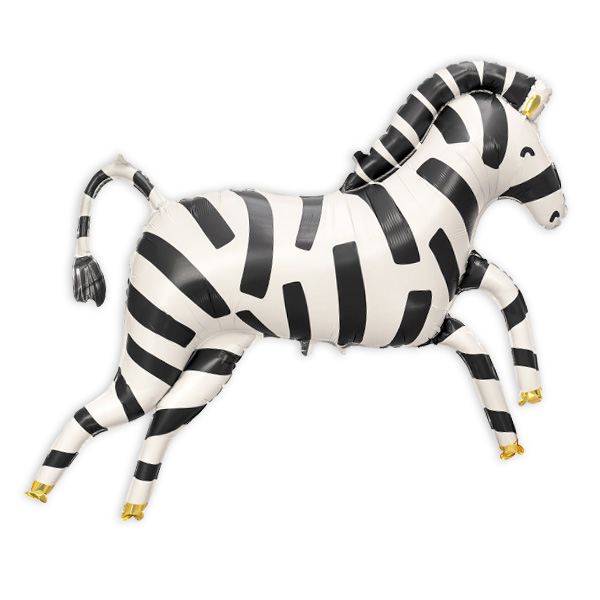 3D-Folienballon Zebra, 100cm x 82cm, heliumgeeignet von Partydeco