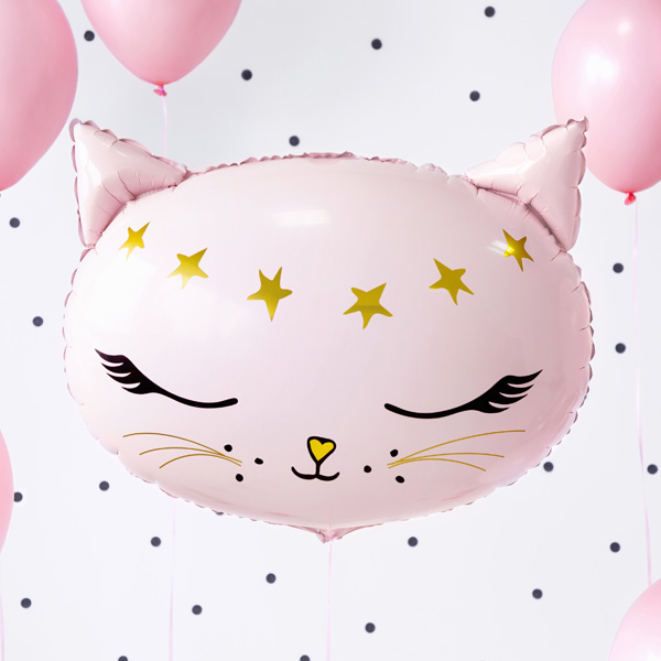 Folienballon Rosa Katze, heliumgeeignet, 48cm x 36cm von Partydeco