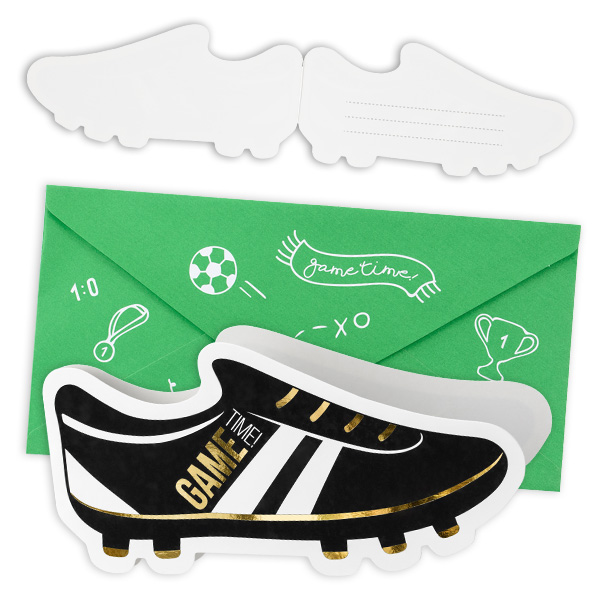 Fußballschuh Einladungen inkl. Umschläge, 6er Pack von Partydeco