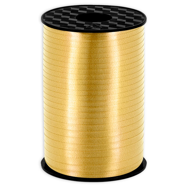 Geschenkband in matt gold, Kunststoff, 225m x 5mm von Partydeco