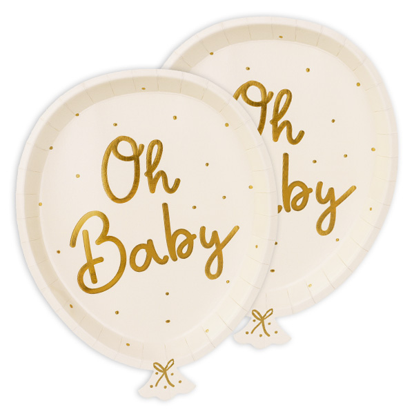 Teller "Oh Baby" im Ballon-Design, 6er Pack, 17,5cm x 22cm von Partydeco