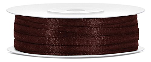 50m x 3mm Rolle Satinband Geschenkband Schleifenband Dekoband Satin Band Antennenband (Braun (032)) von Partydeko