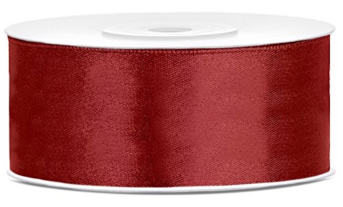 Partydeko 25m x 25mm Rolle Satinband Geschenkband Schleifenband Dekoband Satin Band (Dunkelrot (082)) von Partydeko