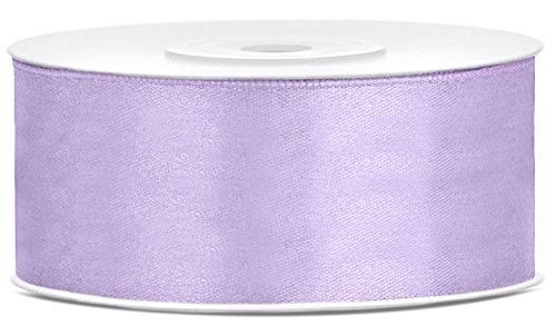 Partydeko 25m x 25mm Rolle Satinband Geschenkband Schleifenband Dekoband Satin Band (Flieder (002)) von Partydeko