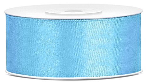 Partydeko 25m x 25mm Rolle Satinband Geschenkband Schleifenband Dekoband Satin Band (Hellblau (011)) von Partydeko