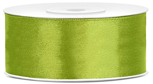 Partydeko 25m x 25mm Rolle Satinband Geschenkband Schleifenband Dekoband Satin Band (Hellgrün (102J)) von Partydeko