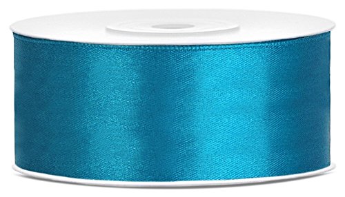 Partydeko 25m x 25mm Rolle Satinband Geschenkband Schleifenband Dekoband Satin Band (Türkis (083)) von Partydeko