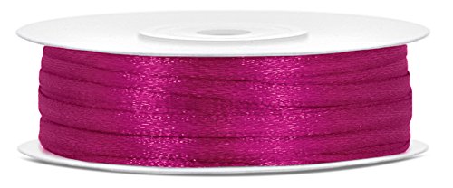 Partydeko 50m x 3mm Rolle Satinband Geschenkband Schleifenband Dekoband Satin Band Antennenband (Fuchsia (080)) von Partydeko