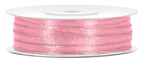 Partydeko 50m x 3mm Rolle Satinband Geschenkband Schleifenband Dekoband Satin Band Antennenband (Hellrosa (081J)) von Partydeko